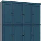 72" Teal Blue Solid Wood 8 Pantry Or Storage Closet