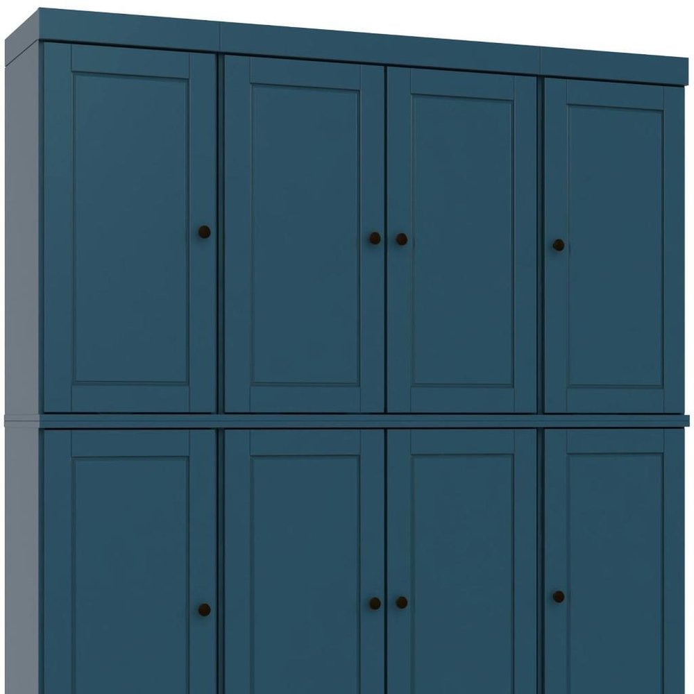 72" Teal Blue Solid Wood 8 Pantry Or Storage Closet