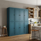 72" Teal Blue Solid Wood 8 Pantry Or Storage Closet