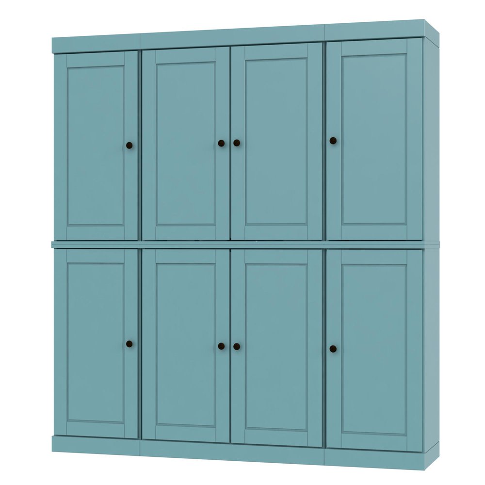 72" Aqua Solid Wood 8 Pantry Or Storage Closet