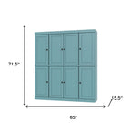 72" Aqua Solid Wood 8 Pantry Or Storage Closet