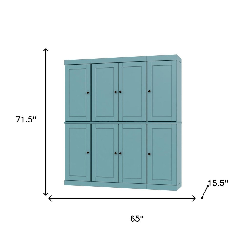 72" Aqua Solid Wood 8 Pantry Or Storage Closet