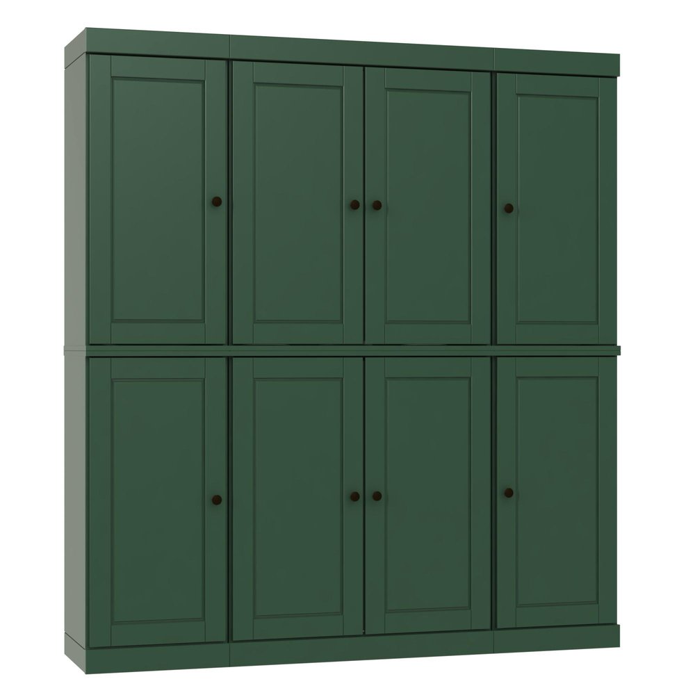 72" Green Solid Wood 8 Pantry Or Storage Closet