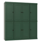 72" Green Solid Wood 8 Pantry Or Storage Closet
