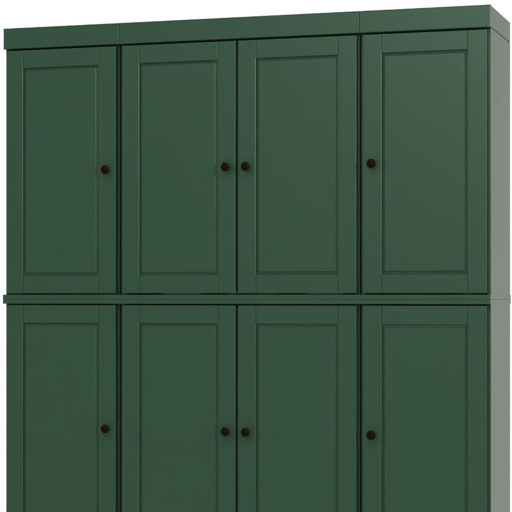 72" Green Solid Wood 8 Pantry Or Storage Closet