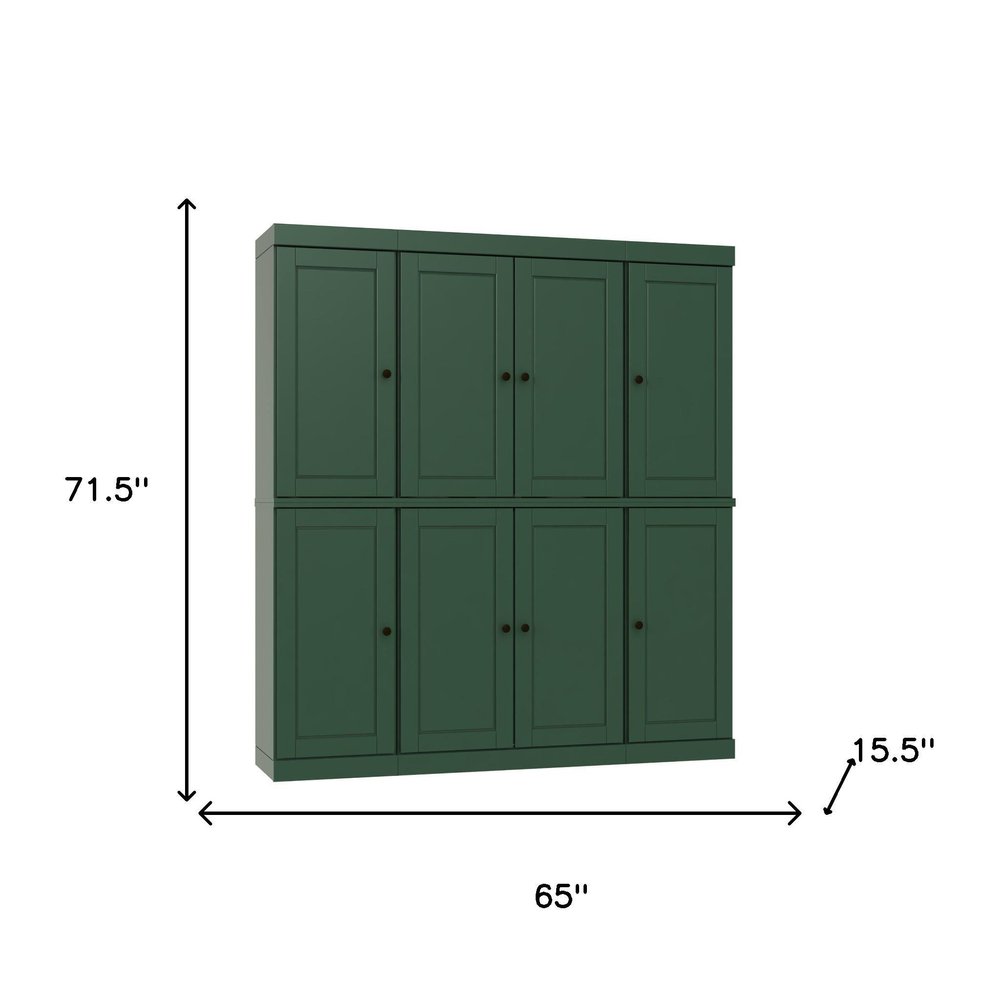 72" Green Solid Wood 8 Pantry Or Storage Closet