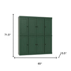 72" Green Solid Wood 8 Pantry Or Storage Closet