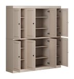 72" Beige Solid Wood 8 Pantry Or Storage Closet