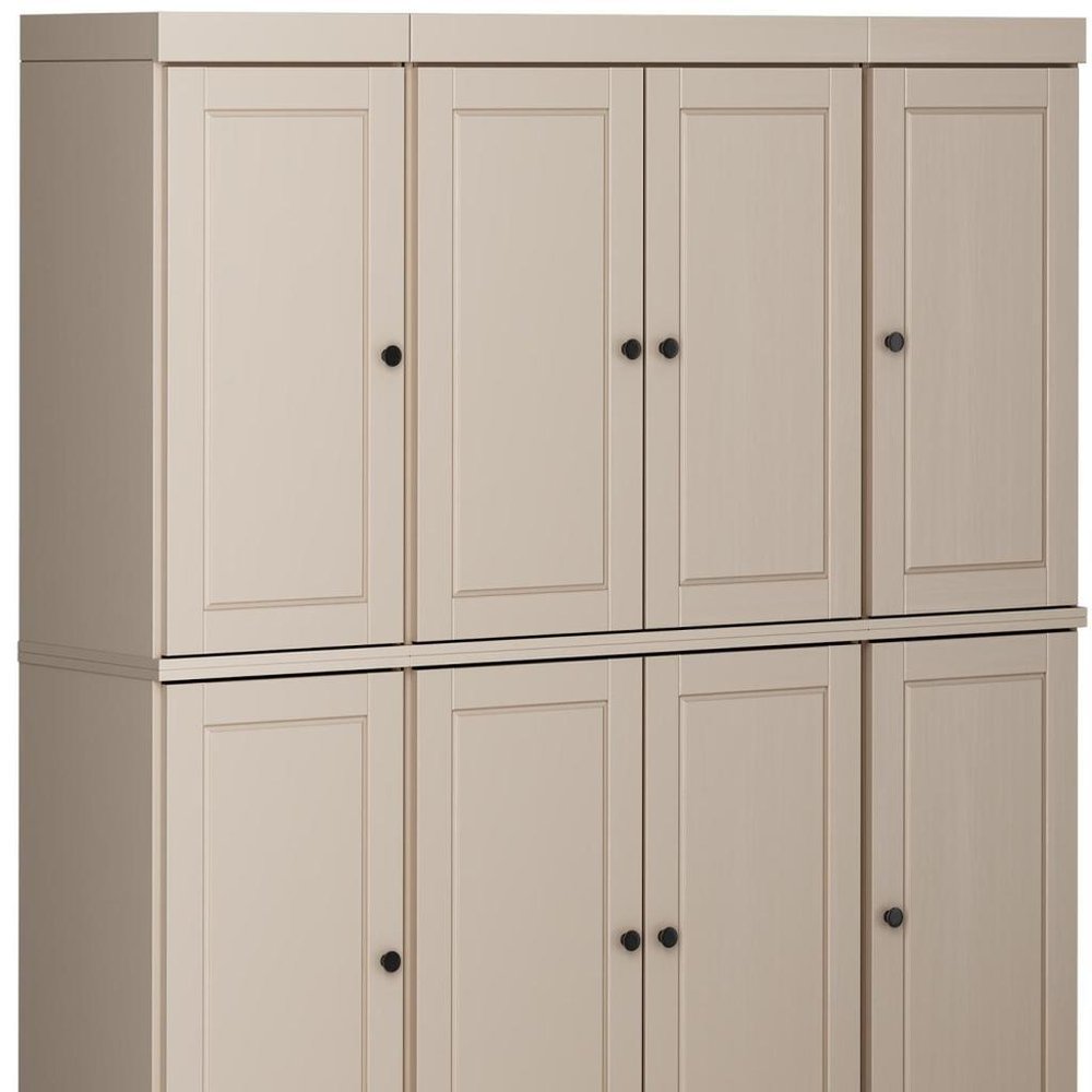 72" Beige Solid Wood 8 Pantry Or Storage Closet
