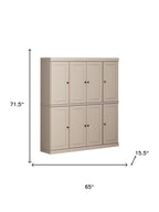 72" Beige Solid Wood 8 Pantry Or Storage Closet