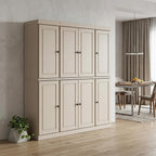 72" Beige Solid Wood 8 Pantry Or Storage Closet