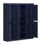 72" Navy Blue Solid Wood 8 Pantry Or Storage Closet
