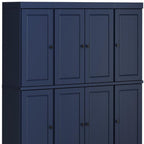 72" Navy Blue Solid Wood 8 Pantry Or Storage Closet