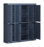72" French Blue Solid Wood 8 Pantry Or Storage Closet