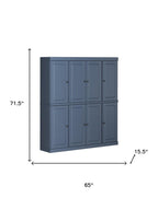 72" French Blue Solid Wood 8 Pantry Or Storage Closet
