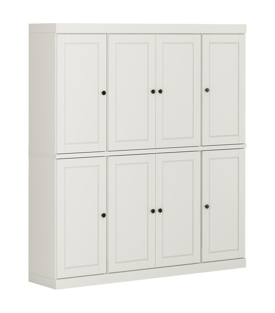 72" Off White Solid Wood 8 Pantry Or Storage Closet