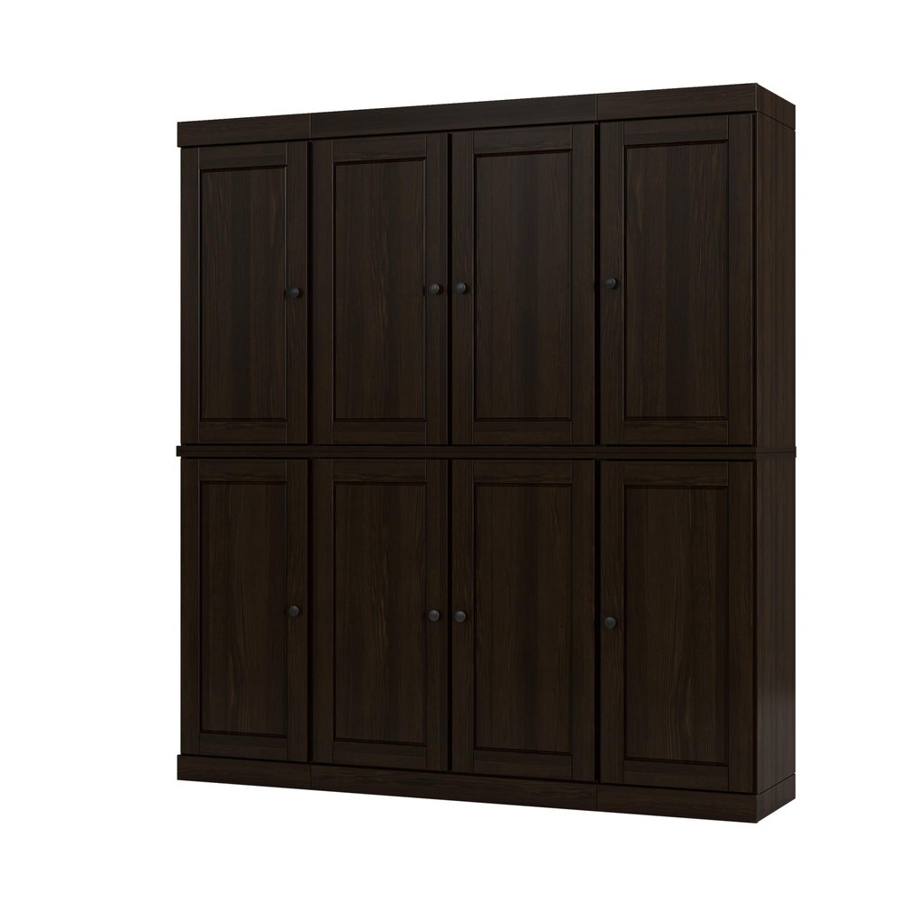 72" Espresso Solid Wood 8 Pantry Or Storage Closet