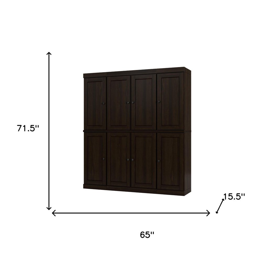 72" Espresso Solid Wood 8 Pantry Or Storage Closet