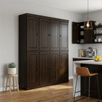 72" Espresso Solid Wood 8 Pantry Or Storage Closet