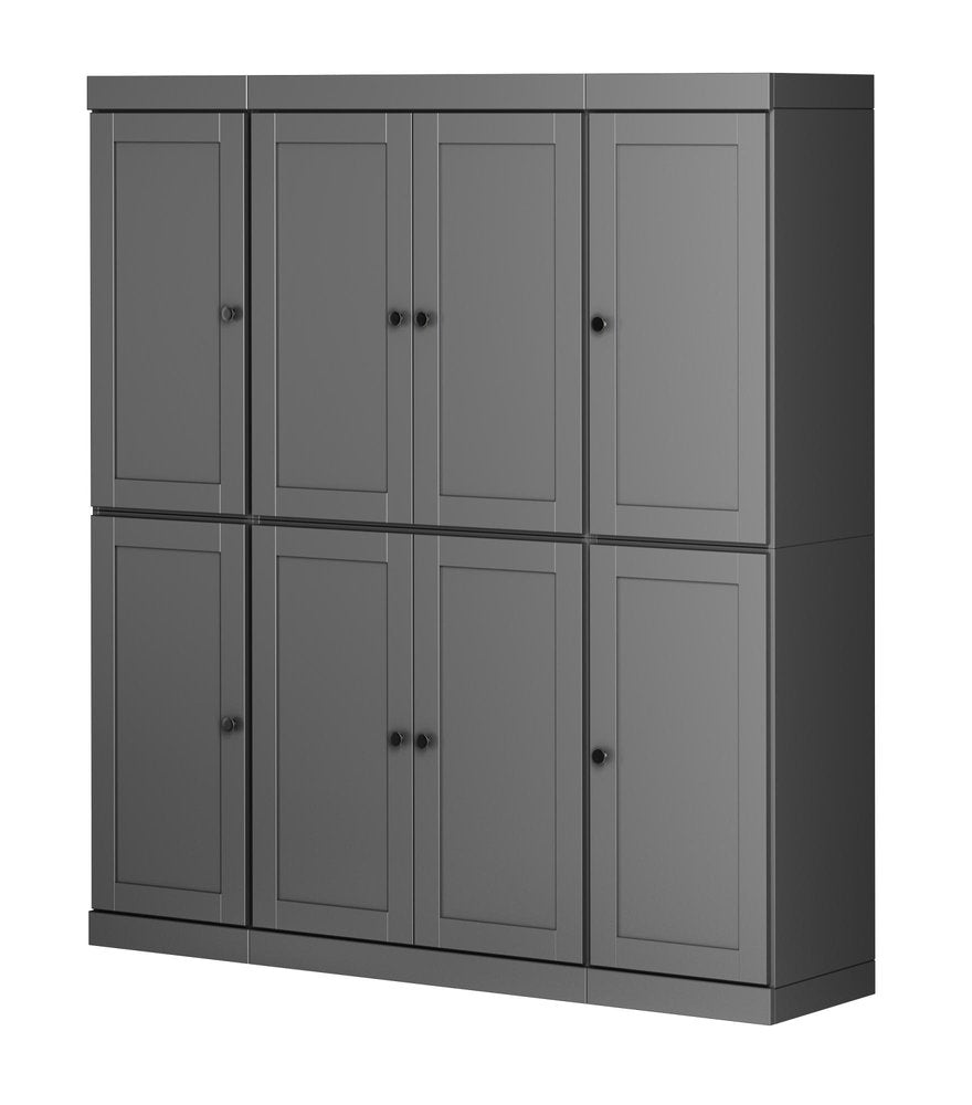 72" Gray Solid Wood 8 Pantry Or Storage Closet