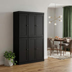 72" Black Solid Wood 8 Pantry Or Storage Closet