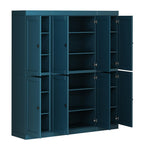 72" Teal Blue Solid Wood 8 Pantry Or Storage Closet