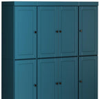 72" Teal Blue Solid Wood 8 Pantry Or Storage Closet