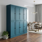 72" Teal Blue Solid Wood 8 Pantry Or Storage Closet