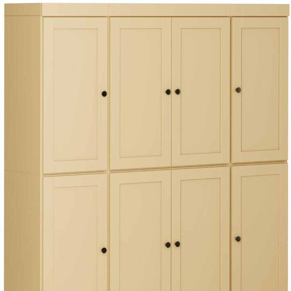 72" Yellow Solid Wood 8 Pantry Or Storage Closet