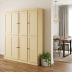 72" Yellow Solid Wood 8 Pantry Or Storage Closet