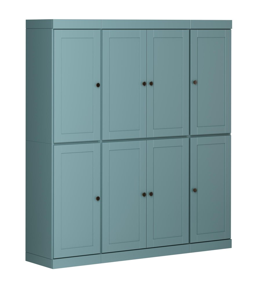 72" Aqua Solid Wood 8 Pantry Or Storage Closet