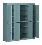 72" Aqua Solid Wood 8 Pantry Or Storage Closet