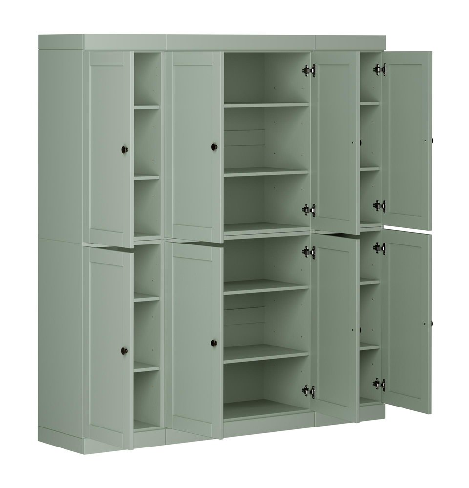 72" Sage Solid Wood 8 Pantry Or Storage Closet
