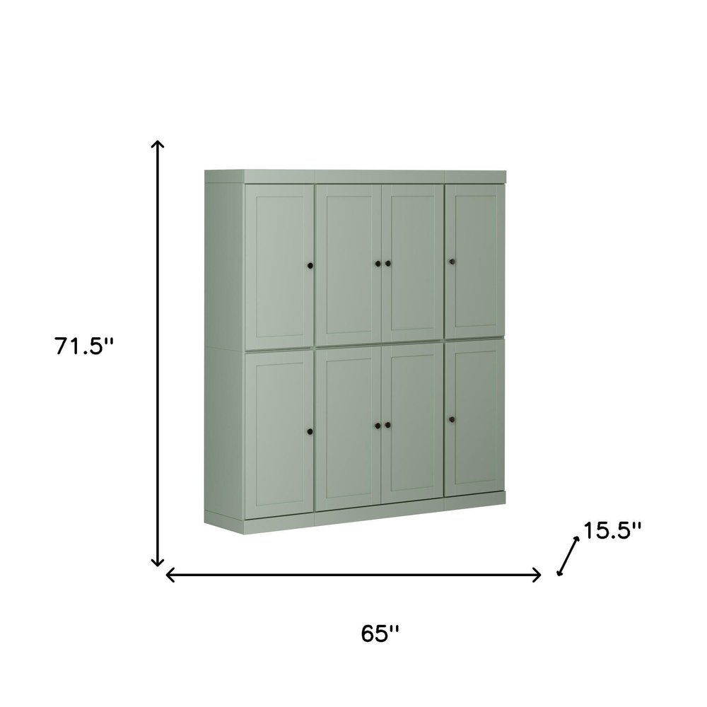 72" Sage Solid Wood 8 Pantry Or Storage Closet