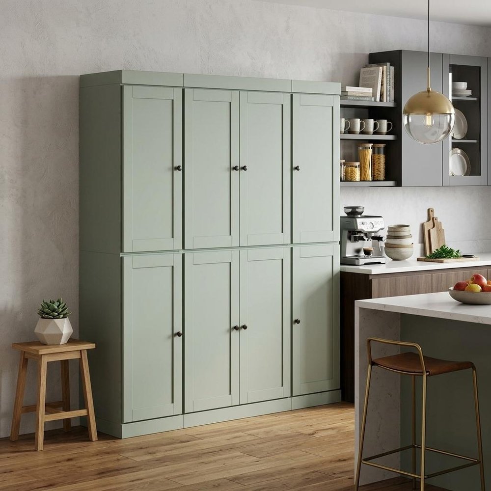 72" Sage Solid Wood 8 Pantry Or Storage Closet