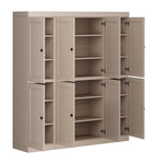 72" Beige Solid Wood 8 Pantry Or Storage Closet