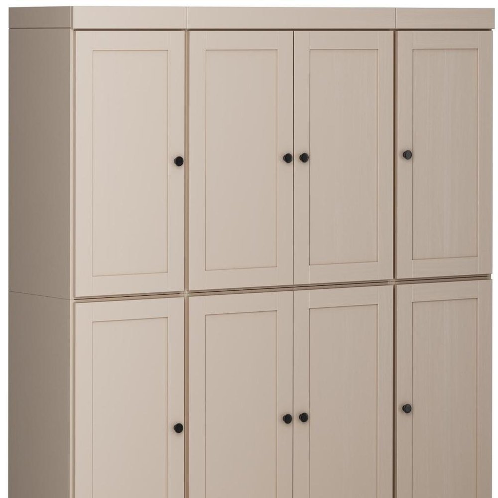 72" Beige Solid Wood 8 Pantry Or Storage Closet
