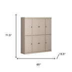 72" Beige Solid Wood 8 Pantry Or Storage Closet