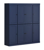 72" Navy Blue Solid Wood 8 Pantry Or Storage Closet