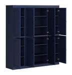 72" Navy Blue Solid Wood 8 Pantry Or Storage Closet
