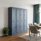 72" French Blue Solid Wood 8 Pantry Or Storage Closet