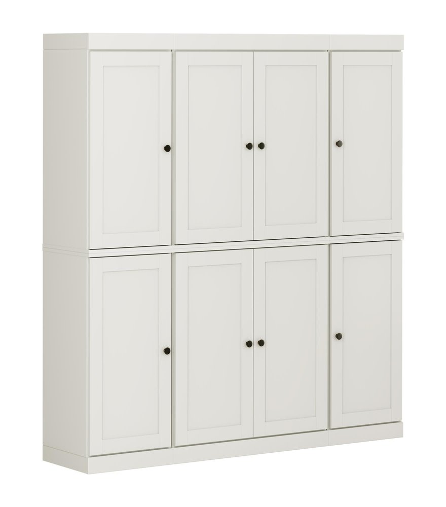 72" Off White Solid Wood 8 Pantry Or Storage Closet