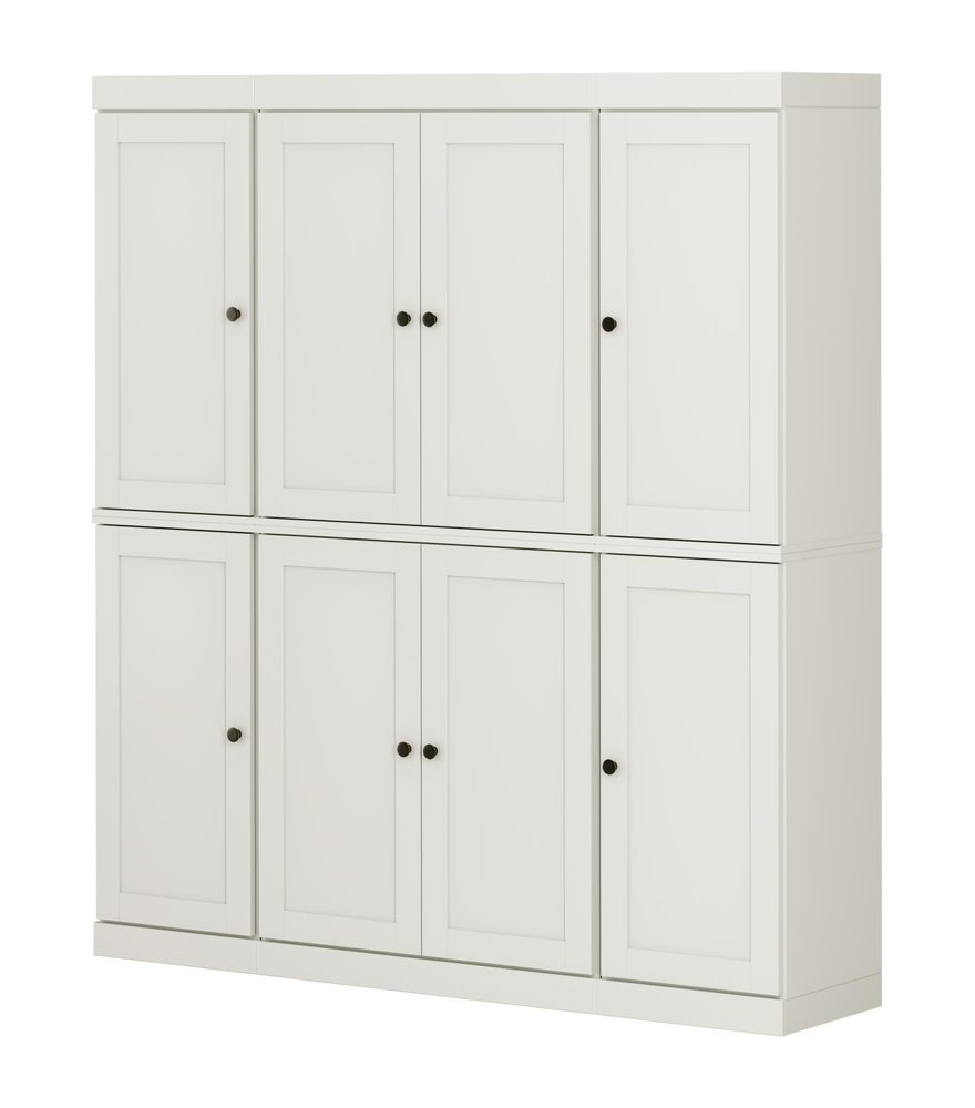 72" Off White Solid Wood 8 Pantry Or Storage Closet