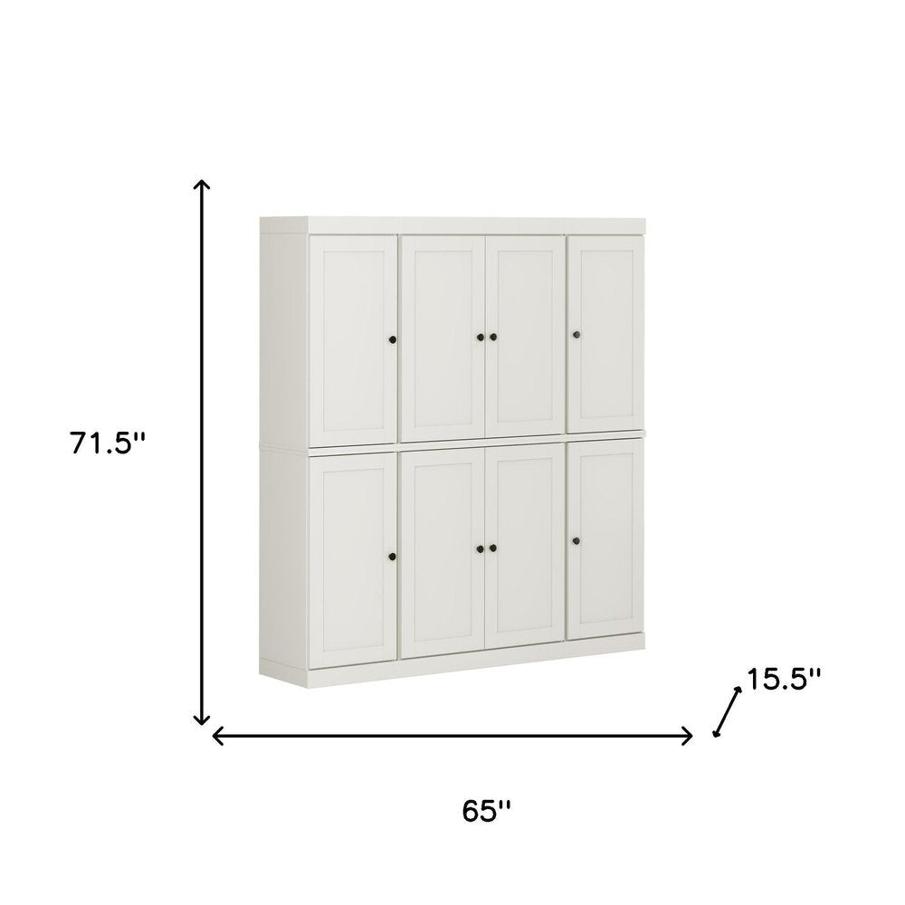 72" Off White Solid Wood 8 Pantry Or Storage Closet