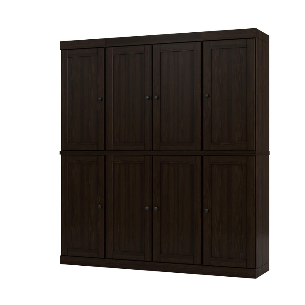 72" Espresso Solid Wood 8 Pantry Or Storage Closet