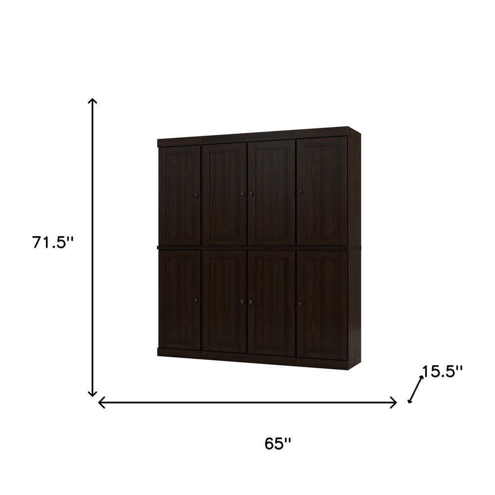 72" Espresso Solid Wood 8 Pantry Or Storage Closet