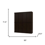 72" Espresso Solid Wood 8 Pantry Or Storage Closet