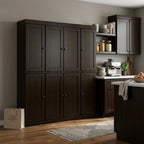 72" Espresso Solid Wood 8 Pantry Or Storage Closet