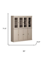 72" Beige Solid Wood 8 Pantry Or Storage Closet