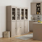 72" Beige Solid Wood 8 Pantry Or Storage Closet